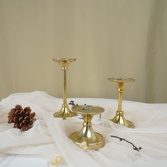 Vintage Golden Candle Holder Set - rental