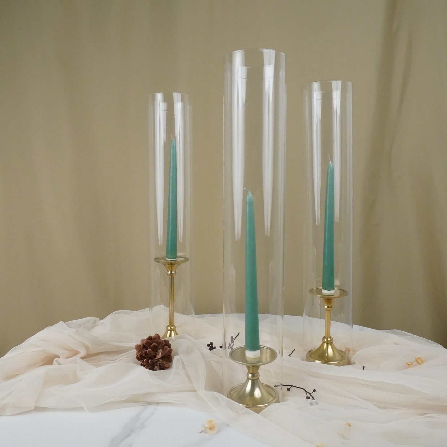 Vintage Golden Candle Holder Set - rental