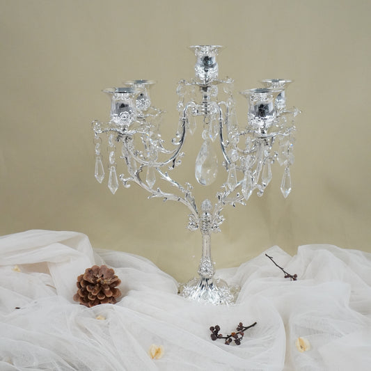 Silver and Glass Candelabra (5 head) - rental