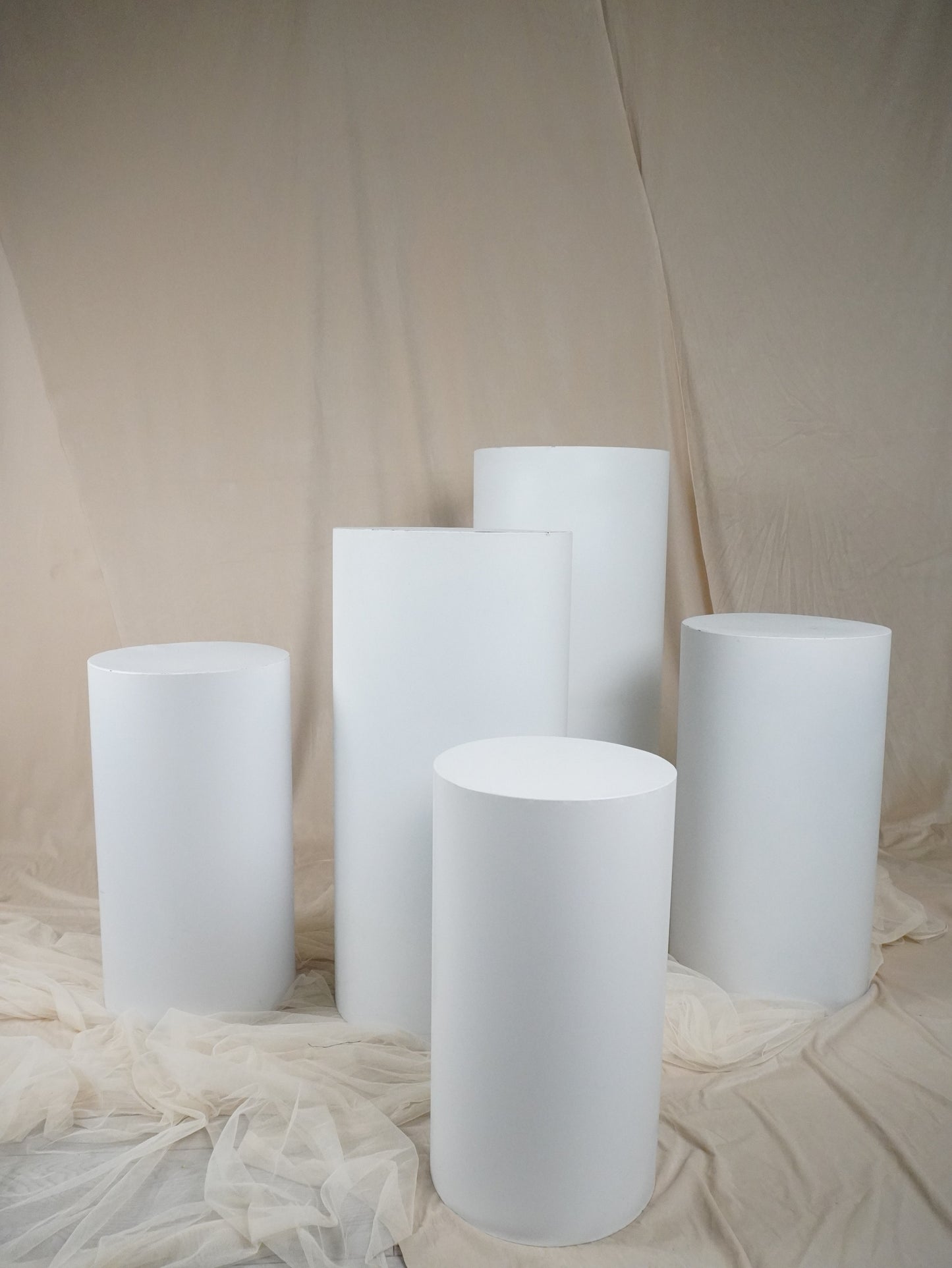 White Cylinder Pedestal - rental
