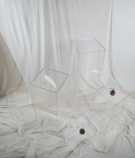 Clear Acrylic Square Pedestal - rental