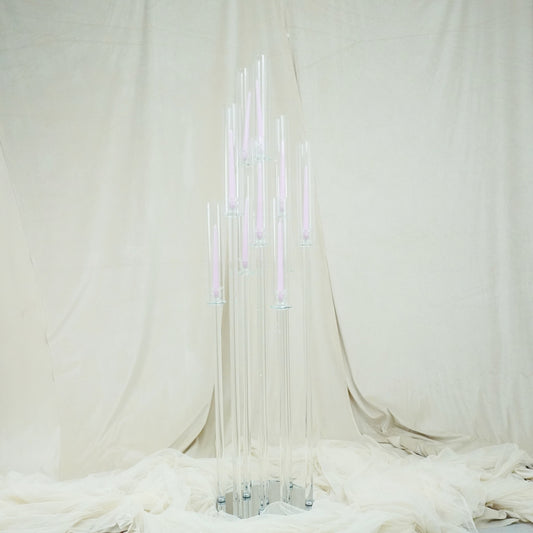 Crystal Candle Candelabra with Mirror Base and Glass Cover (10 head) - rental