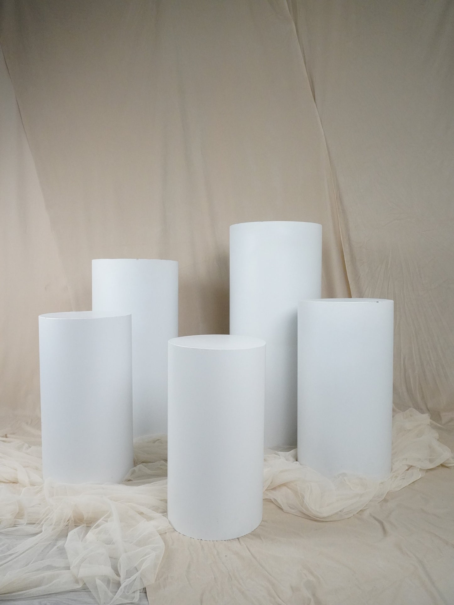 White Cylinder Pedestal - rental