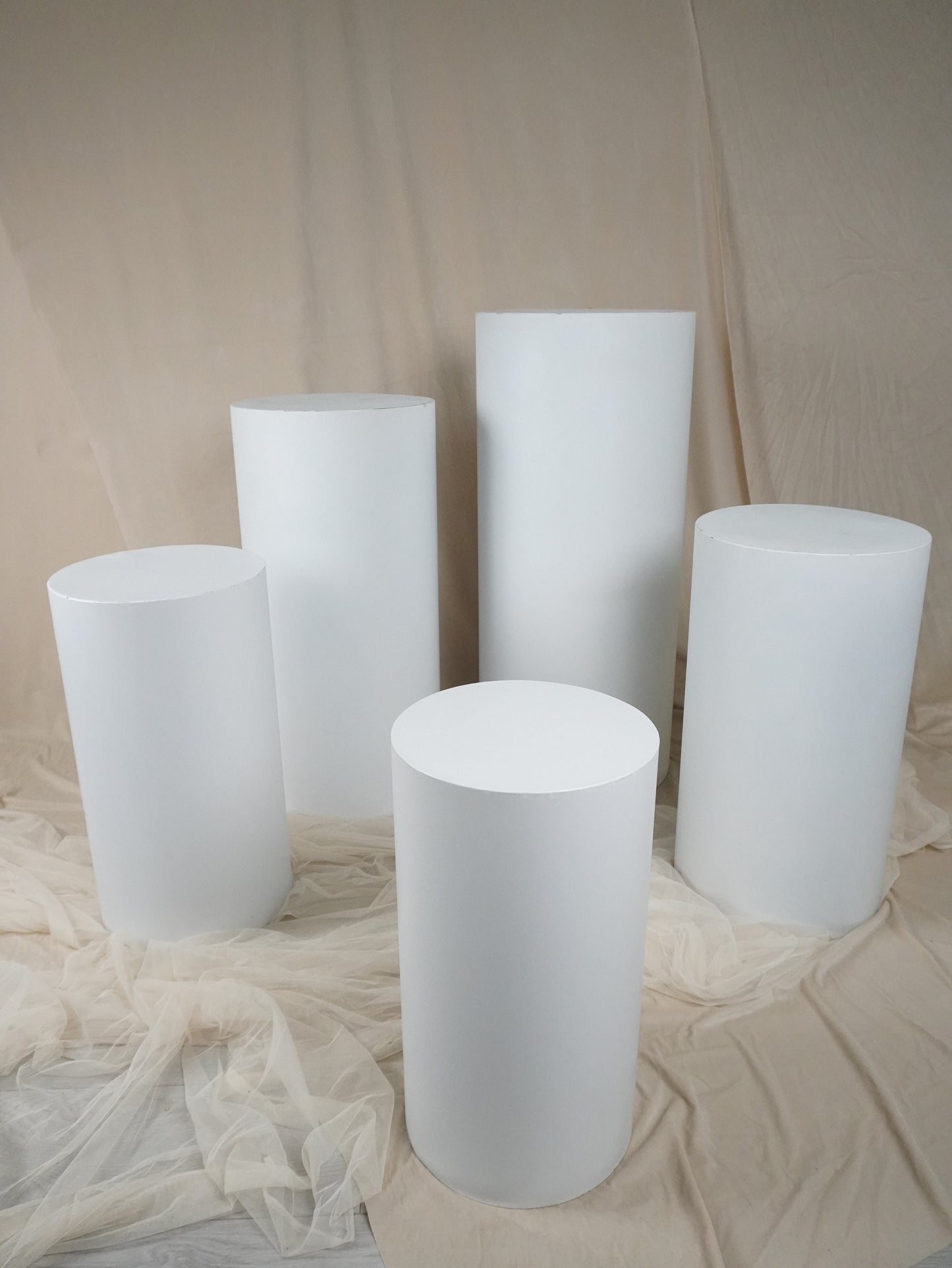 White Cylinder Pedestal - rental