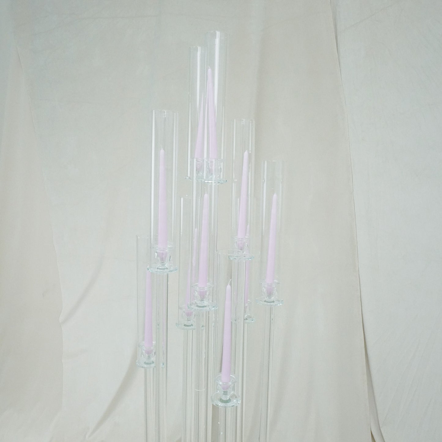 Crystal Candle Candelabra with Mirror Base and Glass Cover (10 head) - rental